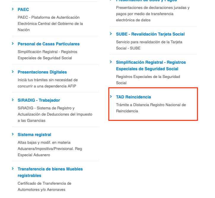afip tramites tad