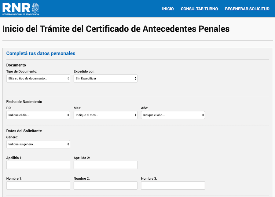 formulario de antecedentes penales para extranjeros